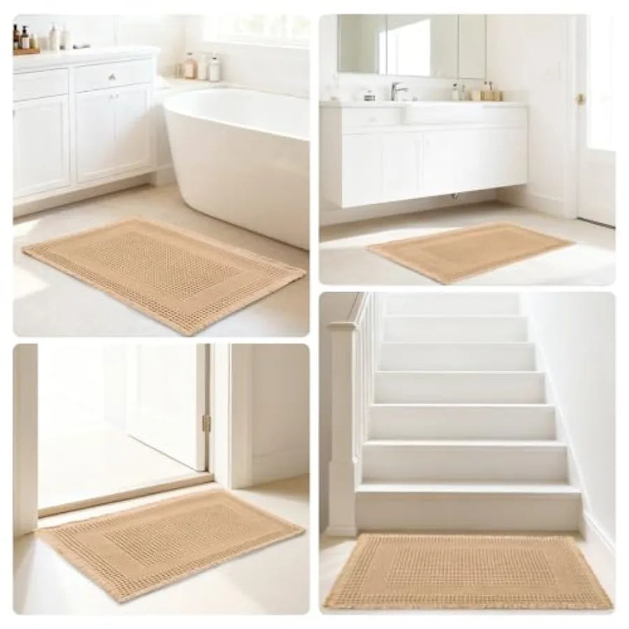 Waffle Bath Mat Super Absorbent Non Slip Boho Bathroom Rug