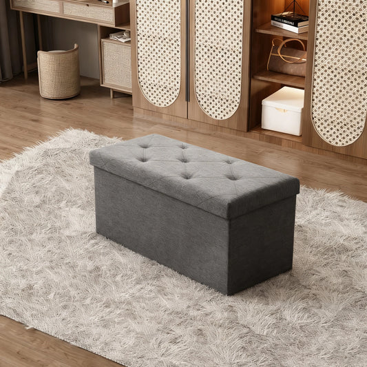 Sarenzon Folding Storage Ottoman Bench For Indoor Outdoor Use