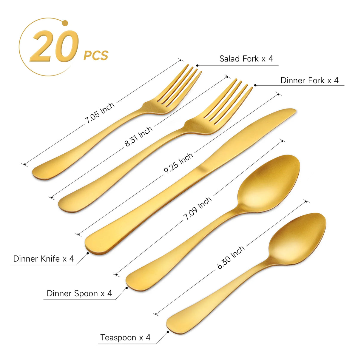 HANSMART 20 Piece Stainless Steel Flatware Set For Four