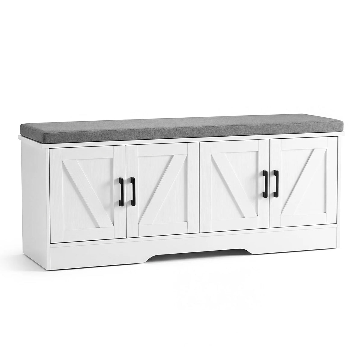 JHK Wooden Shoe Storage Bench With Padded Seat For Entryway