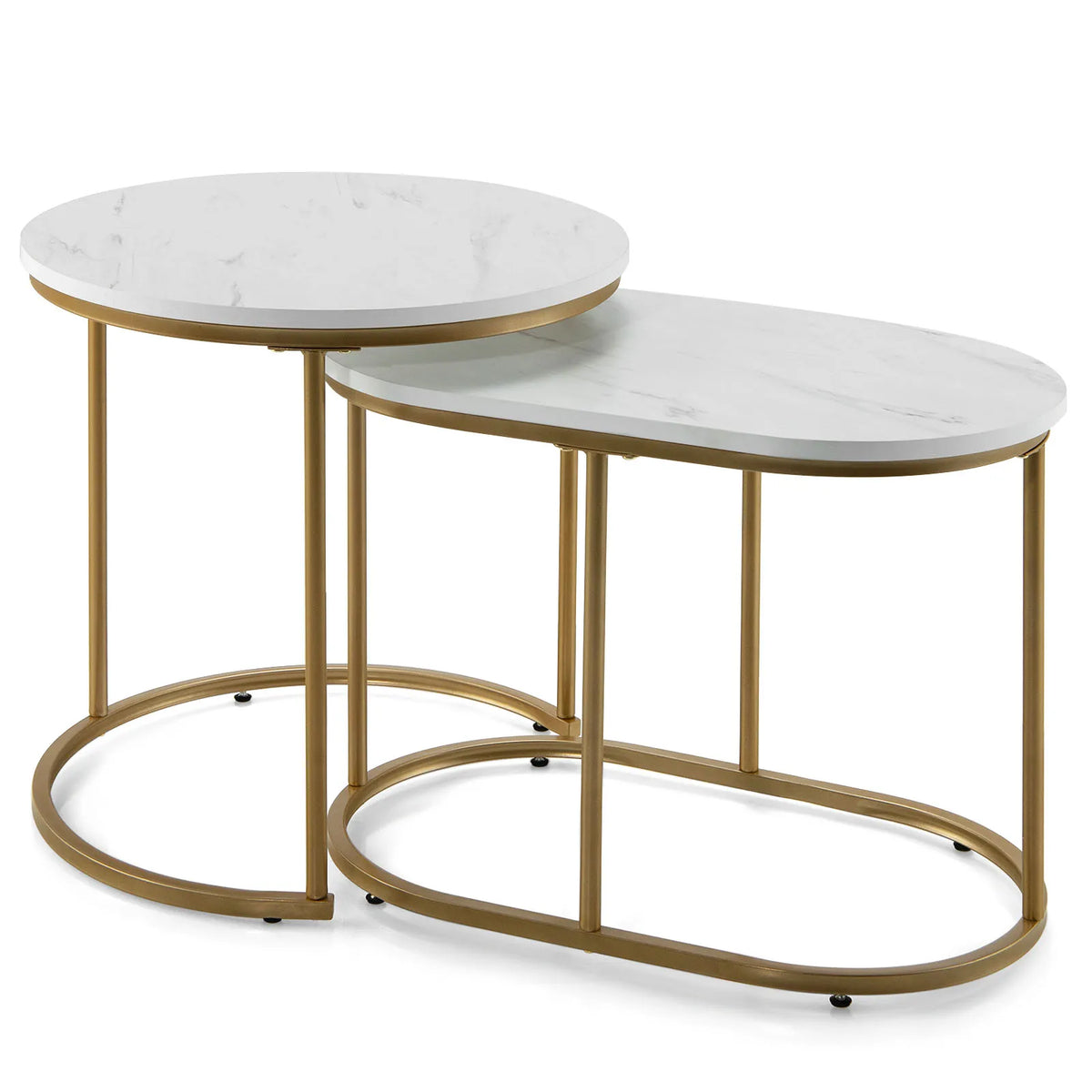 HOMASIS Modern Nesting Coffee Table Set Marble Side Tables