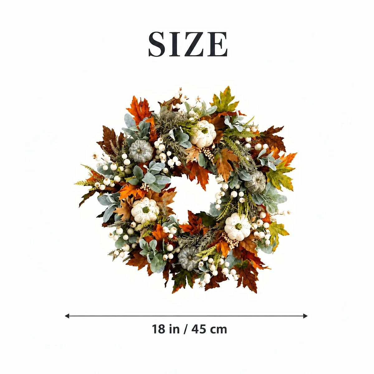 Garlands - All Peony And Pumpkin Wreath Year Round, Leaves And Berries Farmhouse Autumn Wreath, Mixed Leaves - Thanksgiving Wreaths for Indoor Outdoor, Artificial Fall Wreaths for Front Door Rustic