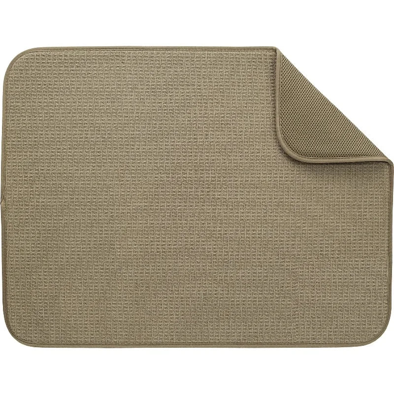 Dish Drying Mat, Absorbent Countertop Drying Mat, 18 in x 24 in, Brown Stone