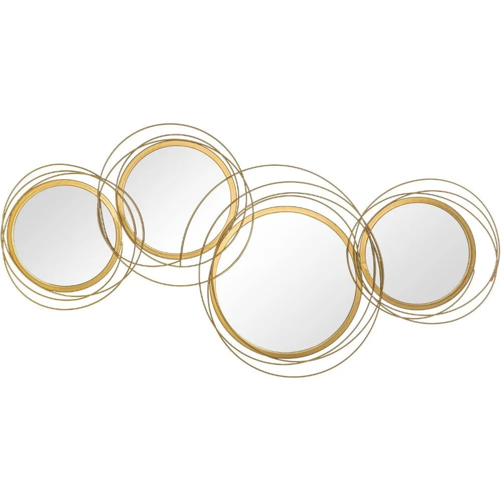 Modern Metal Wall Art: Mirror Decor for Living Room, Bedroom, Dining Room - Gold