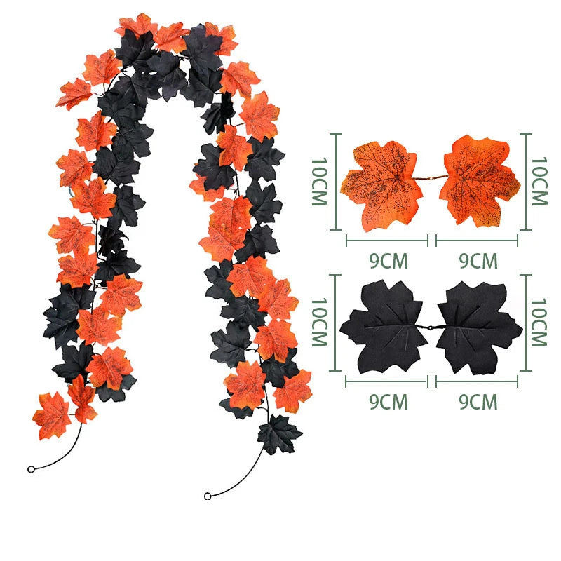 1/2Pcs Fall Artificial Maple Leaves Vine Hanging Rattan Wreath for Thanksgiving Halloween Day Decoration Home Room Decor Garland