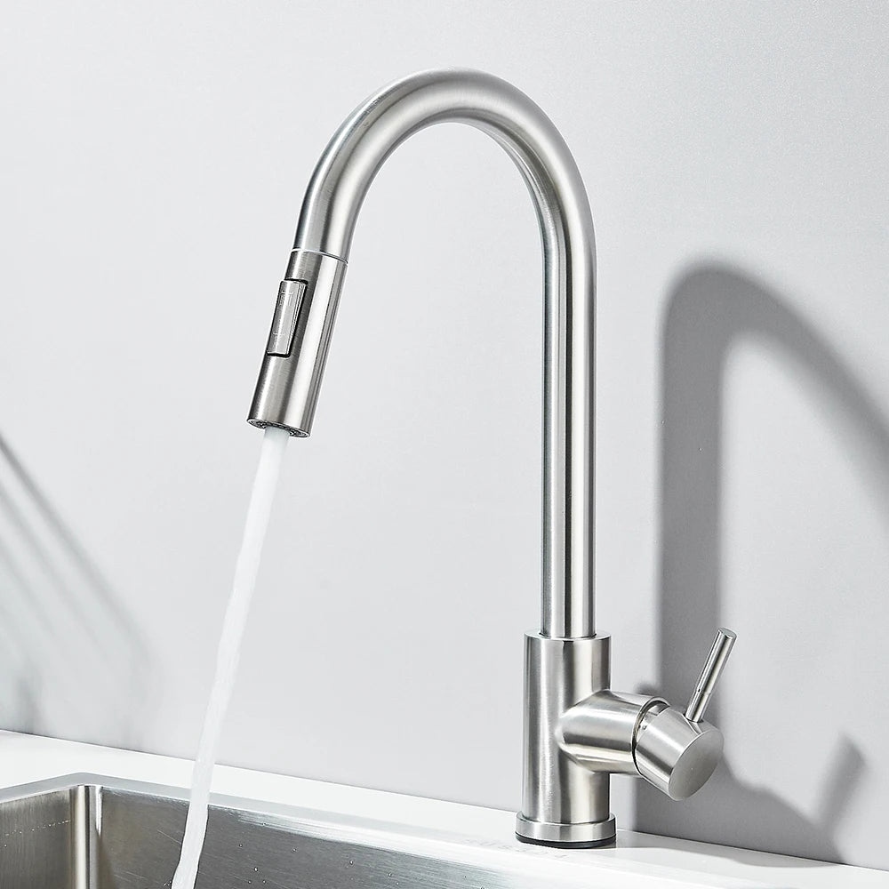 Pull Out Kitchen Sink Faucet Deck Mounted Stream Sprayer Kitchen Mixer Tap Bathroom Kitchen Hot Cold Tap