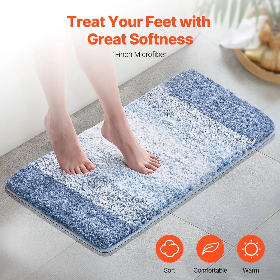 Bathroom Rug 30x20 Absorbent Soft Bath Mat Machine Washable Quick Dry Non-Slip