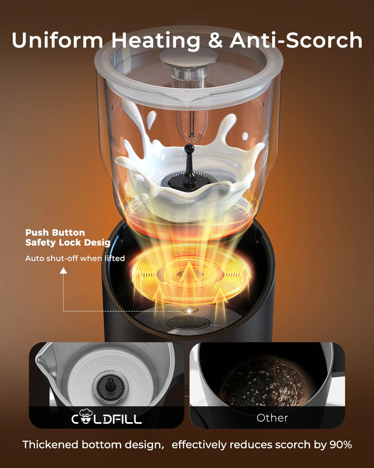 Electric Split Type Milk Frother Automatic Rotary Foamer 6 in 1 Hot and Cold Milk Foam Maker For Coffee Cappuccino Latte