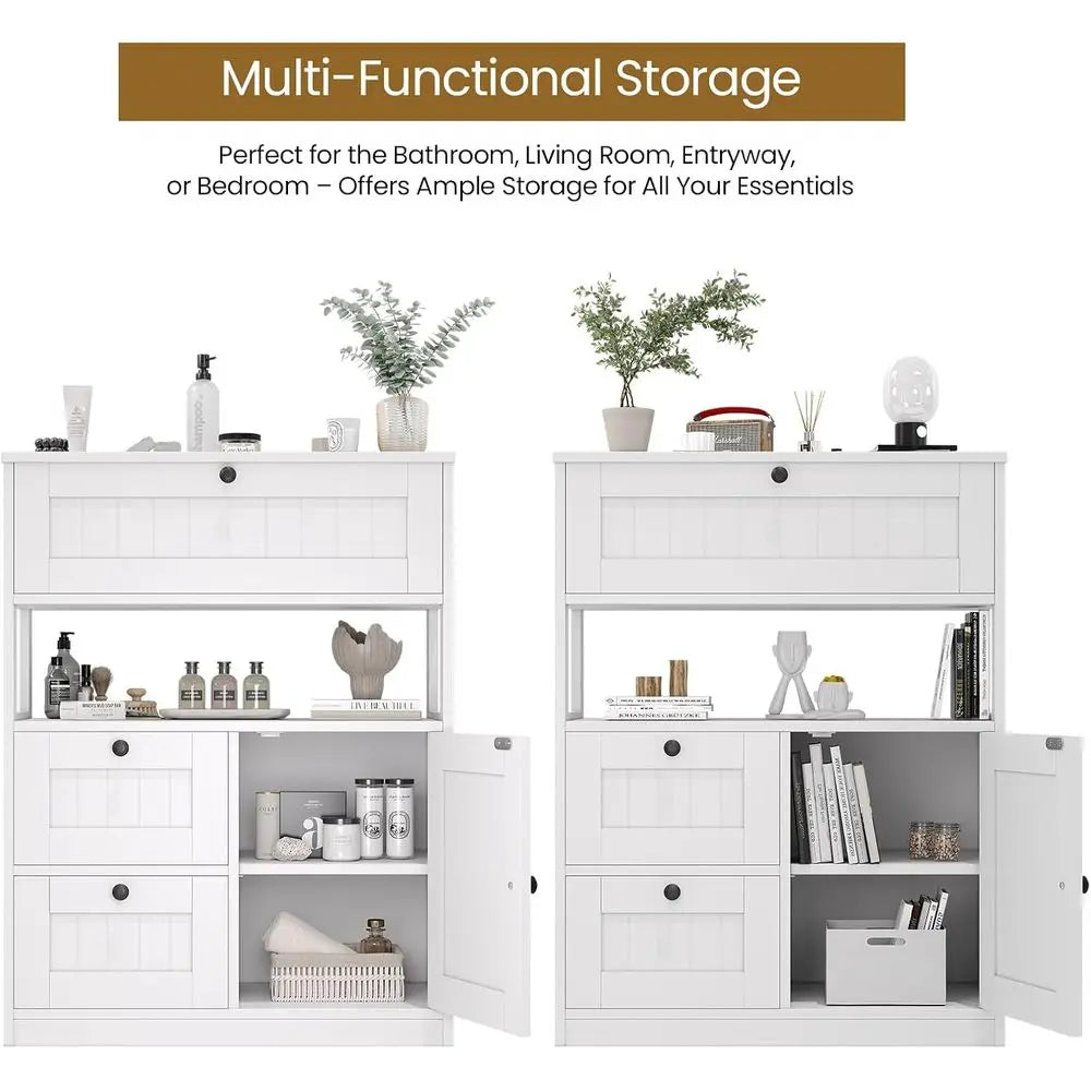 Bathroom Cabinet, ern Bathroom loor Storage Cabinet Organizer with 1 Door and 3 Ders, reestanding Cupboard or Kitchen/Living Roo