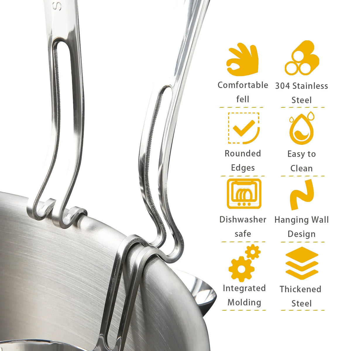 KitchenTrend 2Pcs Stainless Steel Ladle & Skimmer Set, Large Capacity Hanging Hook Design Mirror Polished Soup Strainer Spoon for Home Hotpot Kitchen Cooking