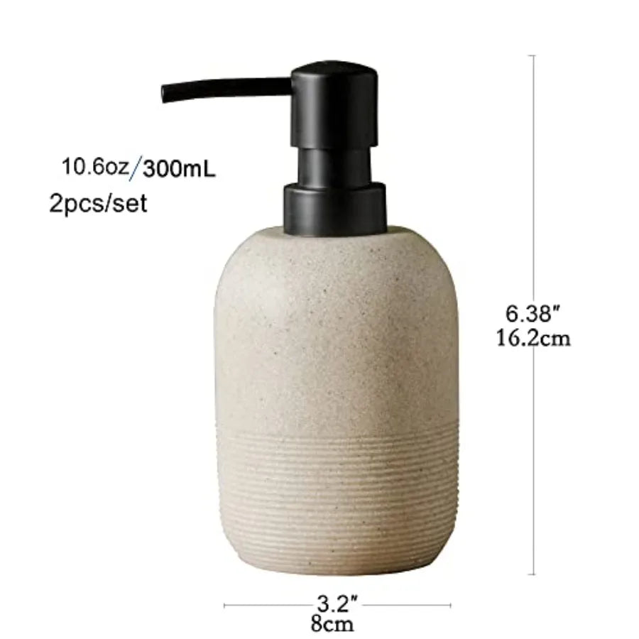 Ceramic Liquid Hand Soap Dispenser Set For Bathroom Countertop