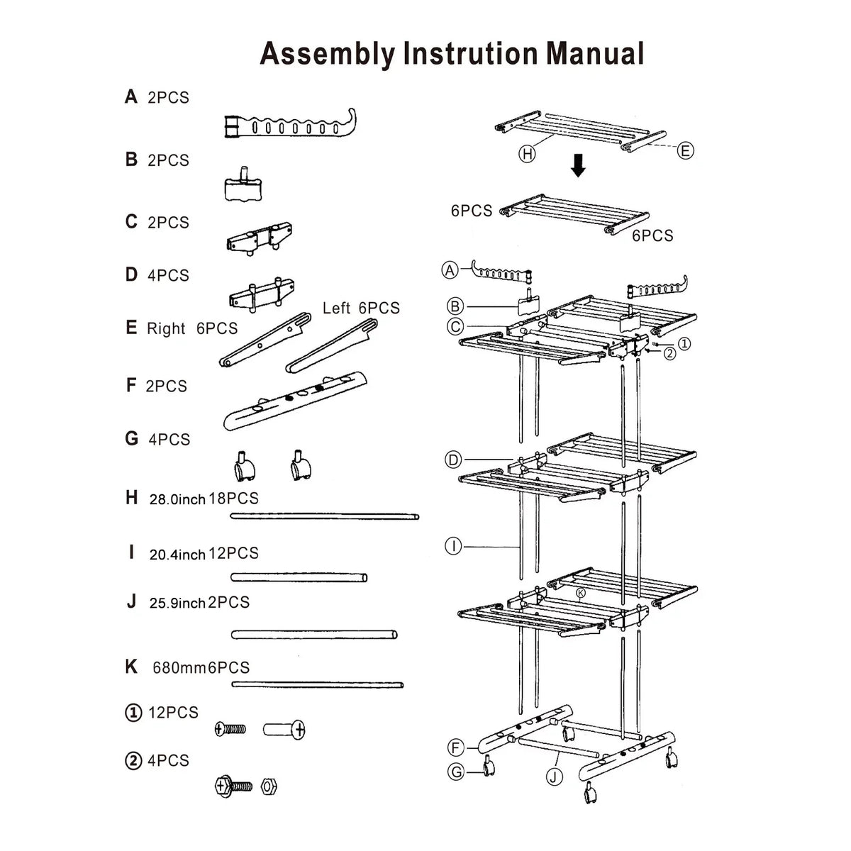 4-Tier Clothes Drying Rack Foldable Wings Dryer Clothes Space Saving Hanger Adjustable Large Garment Laundry Racks 2 Wing Hooks