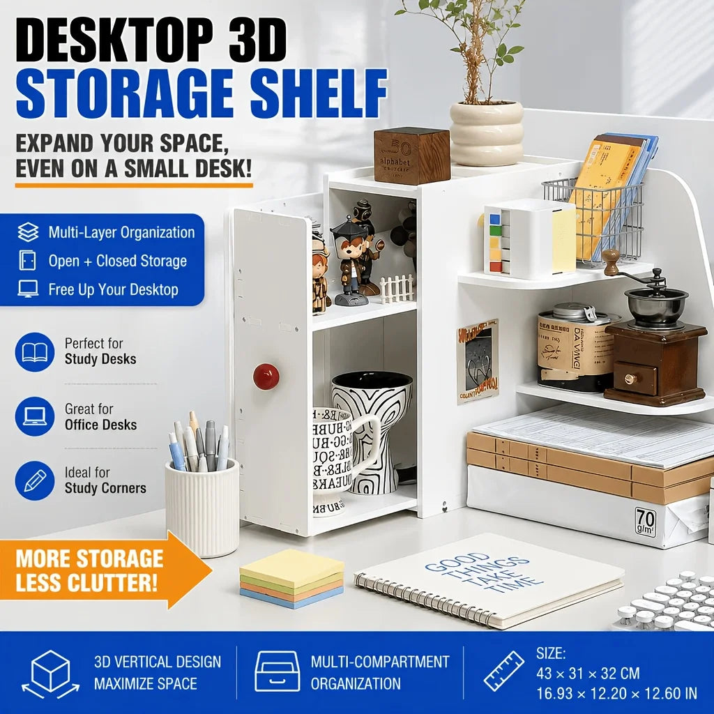 Desk Corner Storage Rack with a Large Drawer for Organizing and Storing Items on Your Desk. Suitable for Office Desks, Home Study Rooms, and Bedrooms.