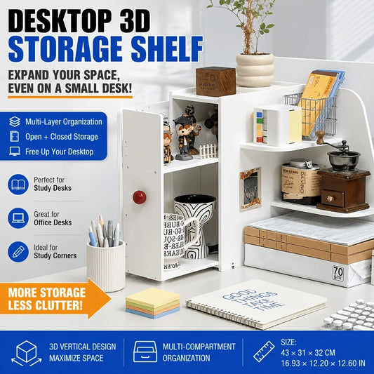 Desk Corner Storage Rack with a Large Drawer for Organizing and Storing Items on Your Desk. Suitable for Office Desks, Home Study Rooms, and Bedrooms.