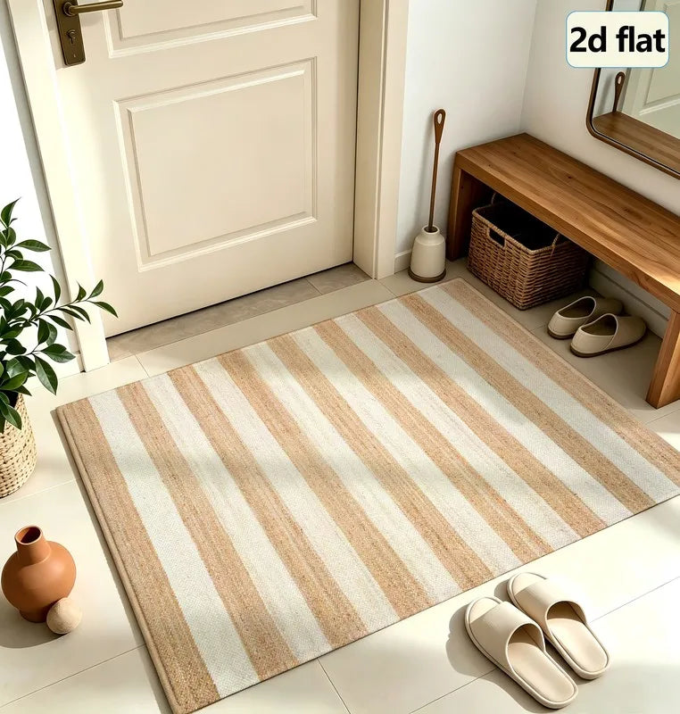 1 Piece of Striped Carpet, Soft and Comfortable, Easy to Maintain, Machine Washable, Indoor Floor Mat, Suitable for Placing under the Table, Suitable for Living Room, Bedroom, Dining Room, Entryway, Home Office, Laundry Room,