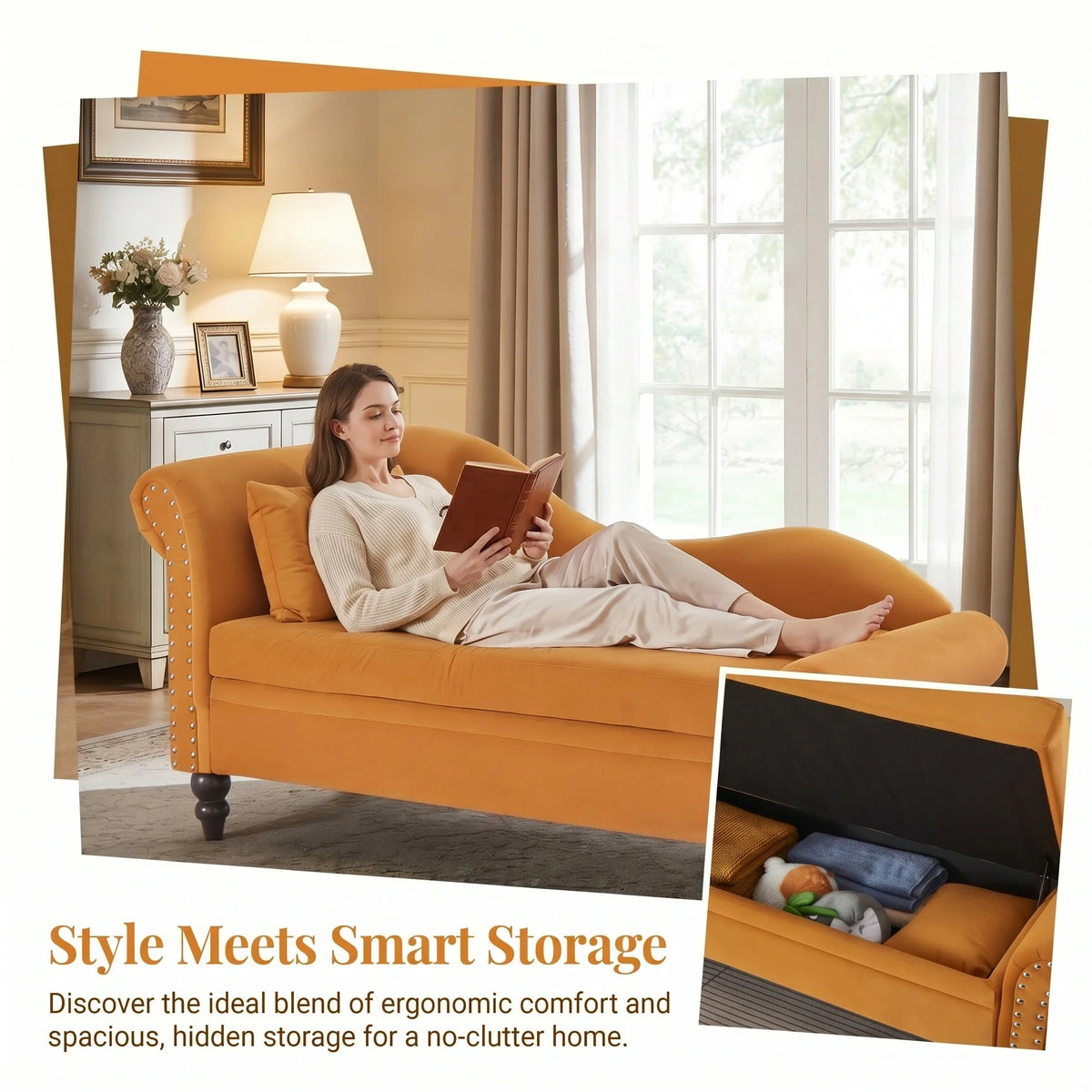 64.5-inch Modern Velvet Sofa With Storage Function Featuring a Left Armrest And Backrest Suitable For Living Room Bedroom and Office