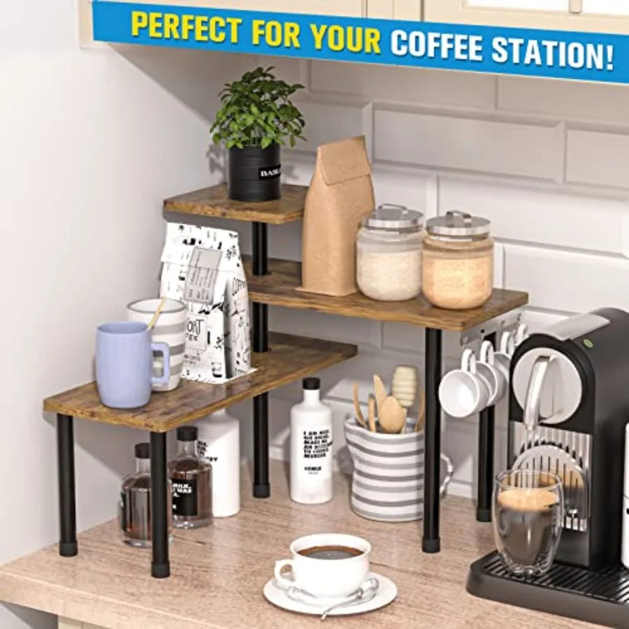 3-Tier Movable Countertop Corner Organizer, Ideal for Kitchen & Bathroom Storage