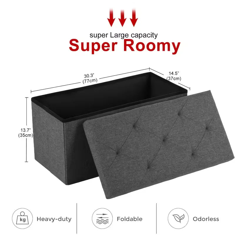 Sarenzon Folding Storage Ottoman Bench For Indoor Outdoor Use