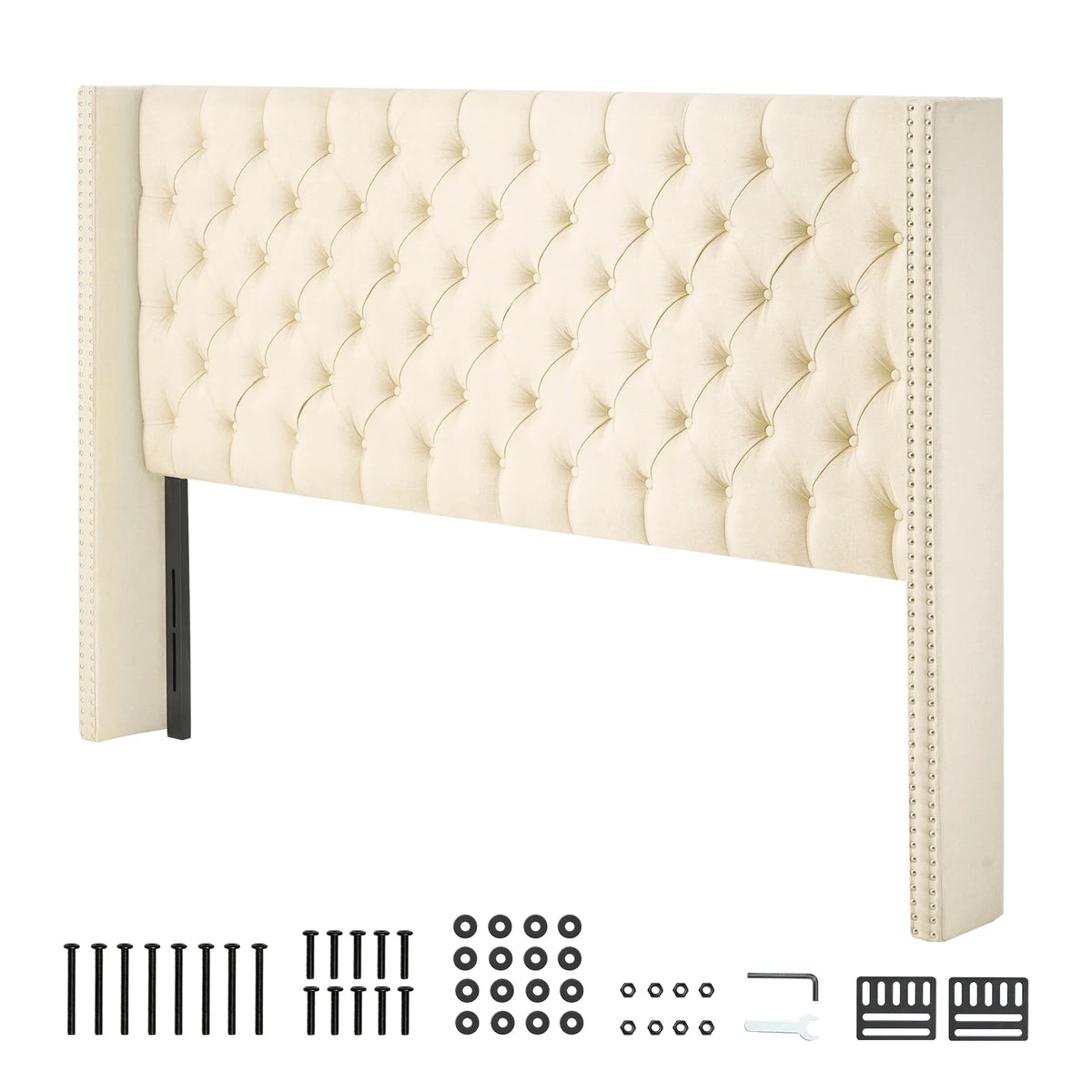 SucceBuy Adjustable Height Diamond Tufted Comfortable Headboard