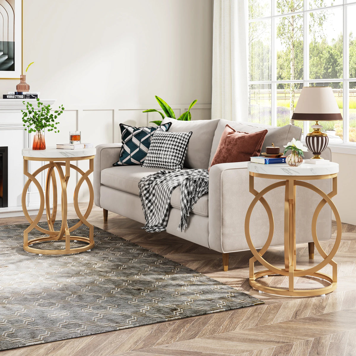 Tribesigns Modern Round End Table With O Shaped Base
