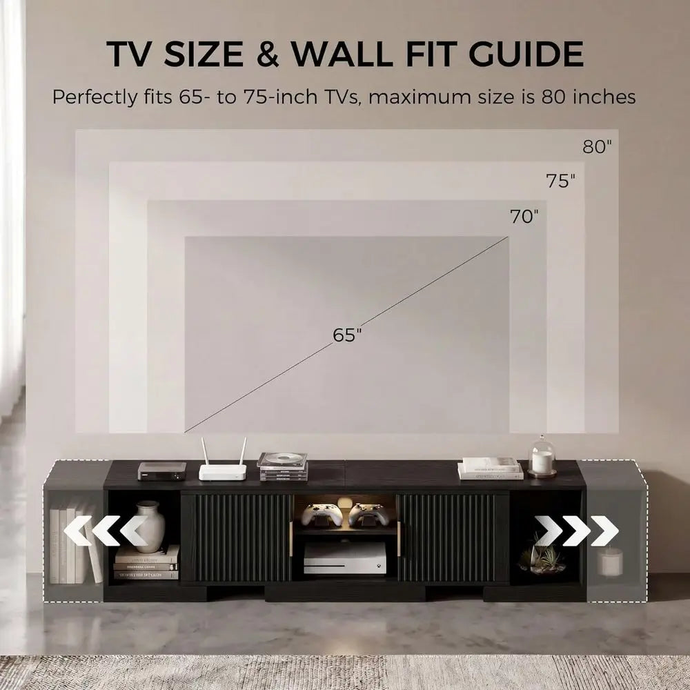 TV Stand or 55-80 Inches TVs, 63"-84.6" Adjustable Length, Exble Entertainment Center with Storage Cabi, luted Doern Media ole,