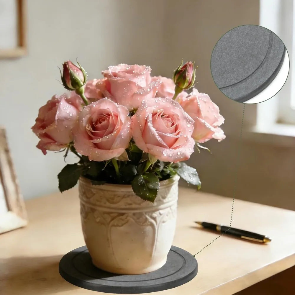 3Pcs/Set Diatomaceous Earth Plant Saucer Set, 3 Pack, Gray, 6 or 8 Inch Diameter, Indoor Outdoor Planter Drip Tray with Non-Slip Pads