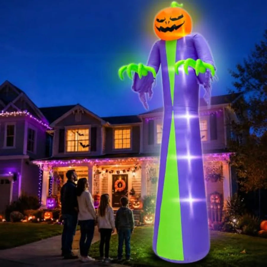 14 FT Giant Halloween Inflatable Pumpkin Outdoor Decorations: weather-resistant PVC, orange, quick-inflate with built-in fan, U