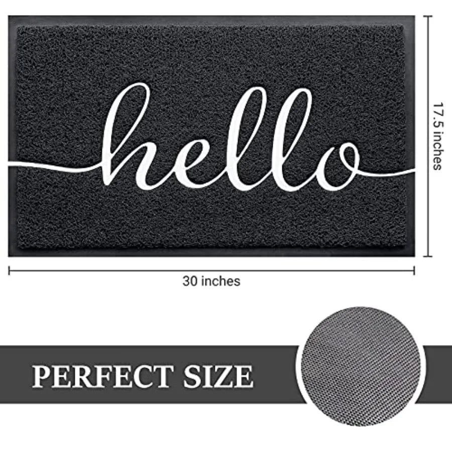 Door Mat 30"x17.5", Black,Welcome Mat Low Profile Front Doormat Floor Mat Non Slip Rugs for Entryway, Patio, High Traffic Areas