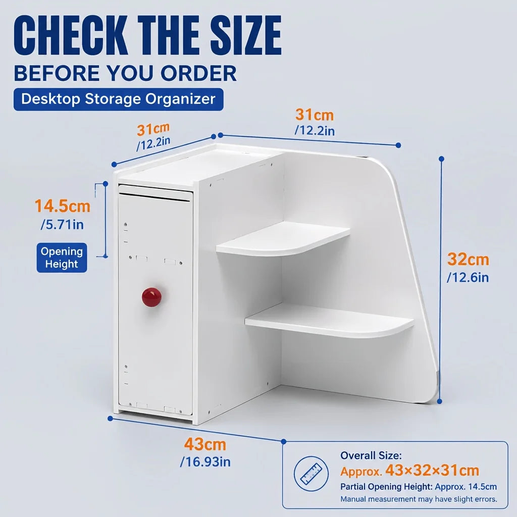 Desk Corner Storage Rack with a Large Drawer for Organizing and Storing Items on Your Desk. Suitable for Office Desks, Home Study Rooms, and Bedrooms.
