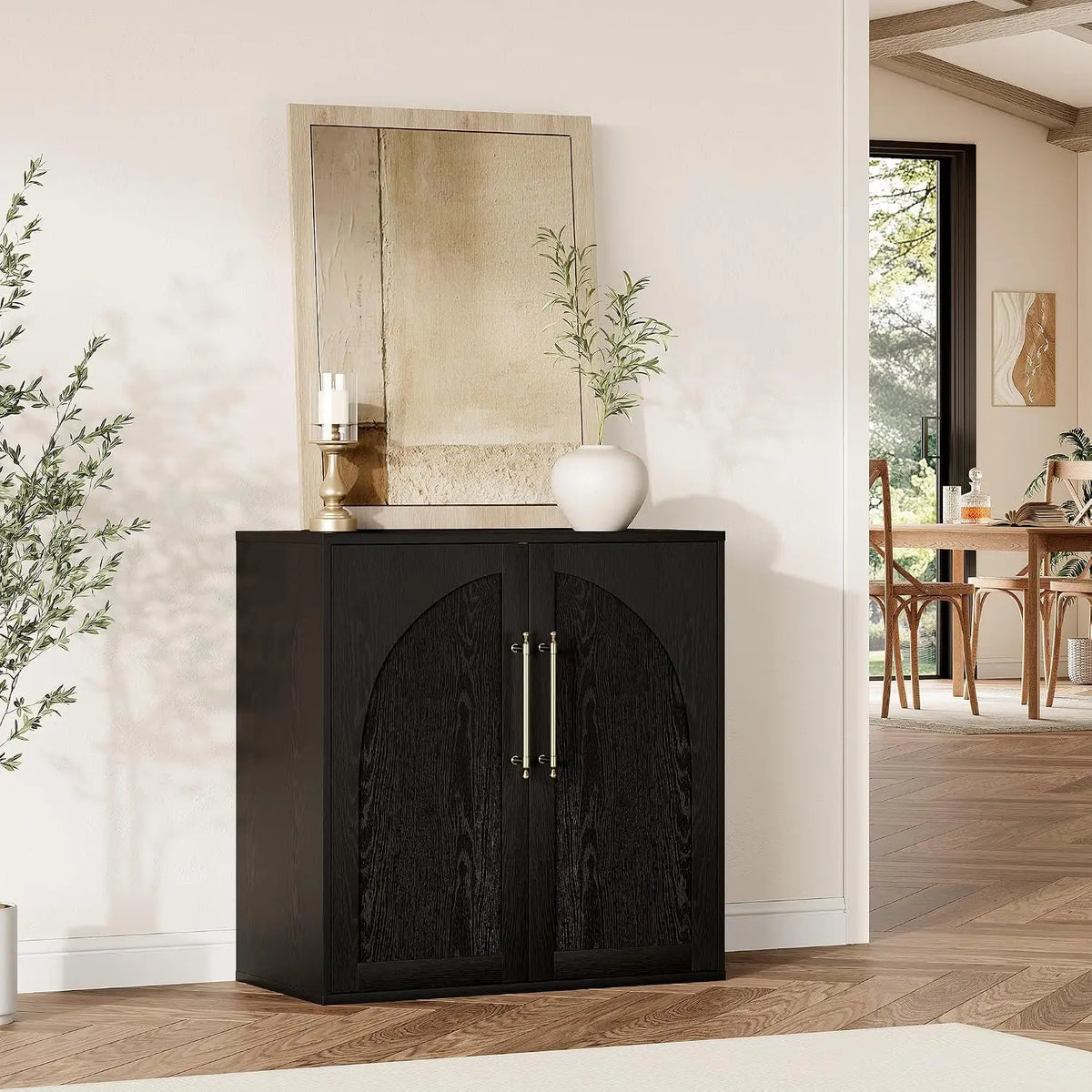 Garvee Arched Minimalist Dining Storage Cabinet With Adjustable Shelves