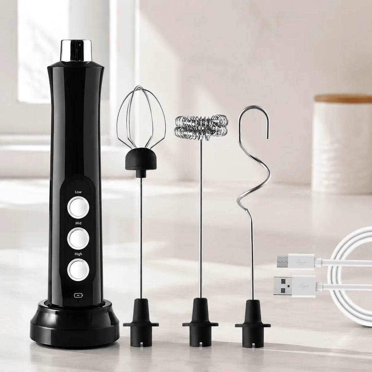 Electric Milk Frother 3 Speed Handheld Coffee Mixer With USB Rechargeable Base 3 In 1 Versatile Foam Maker Premium Stainless Steel Whisk For Cappuccino Latte Hot Chocolate Compact Wireless Egg Beater Portable Mini Kitchen Gad