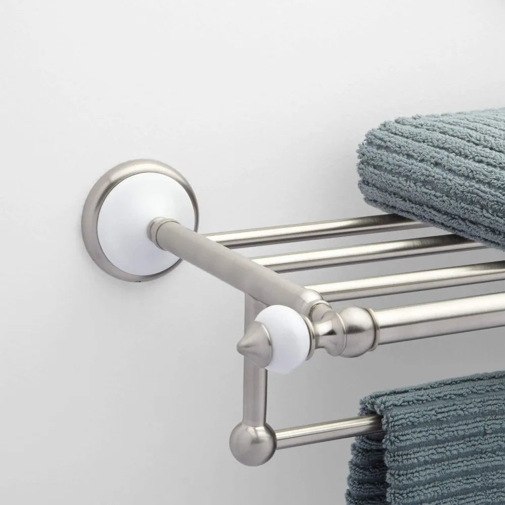 413149 Adelaide 21-3/8" Solid Brass and Porcelain Towel Rack - Polished Brass