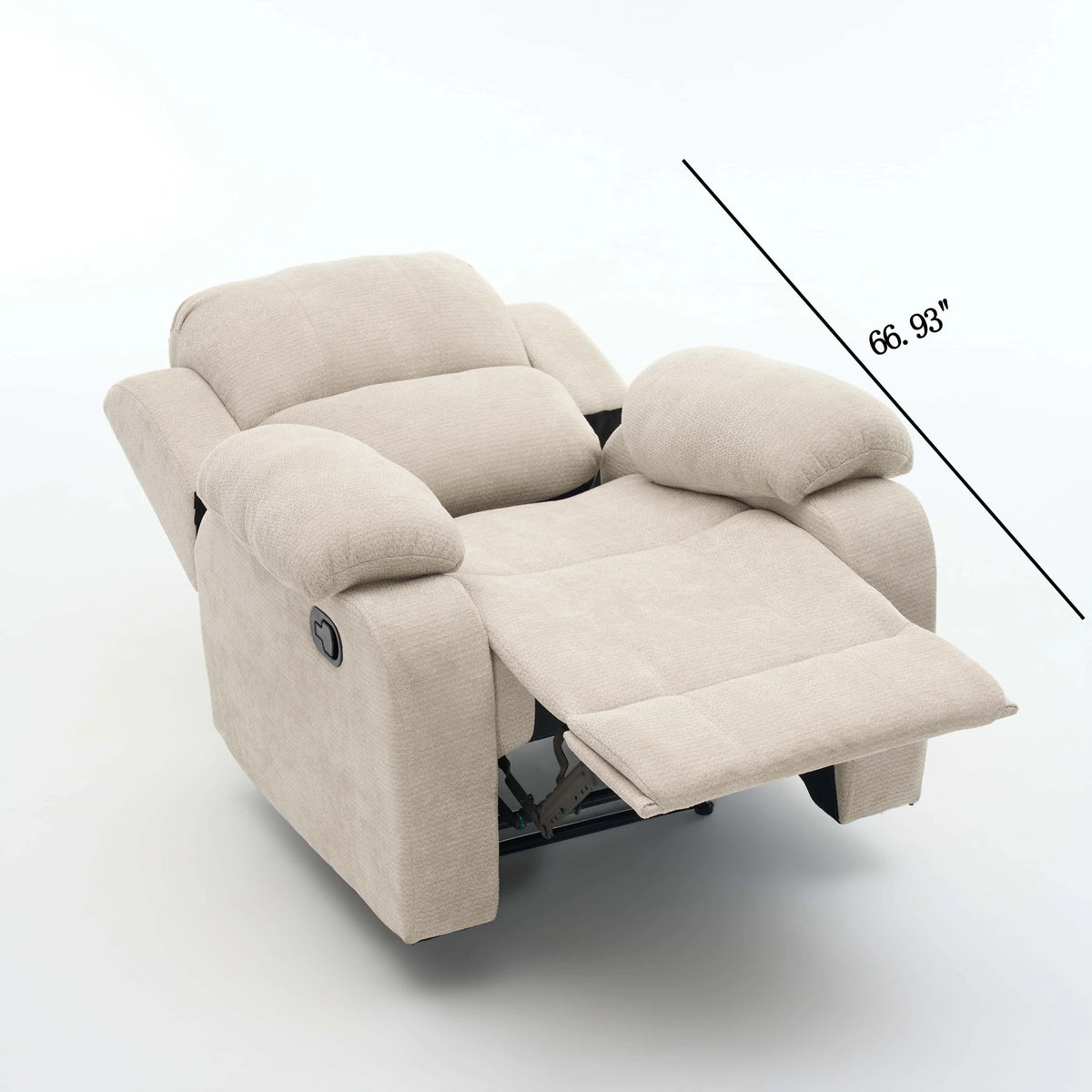 Manual Recliner Chair With Solid Wood Frame And Soft Chenille Upholstery