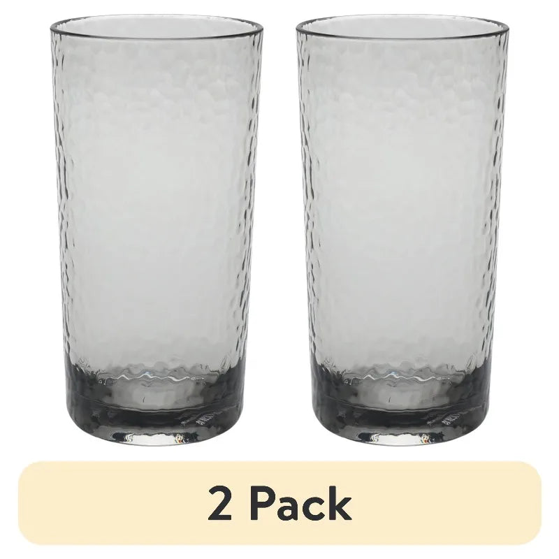 (2 pack) Better Homes & Gardens 16-Ounce Tall Hammered Tumbler, Smoke