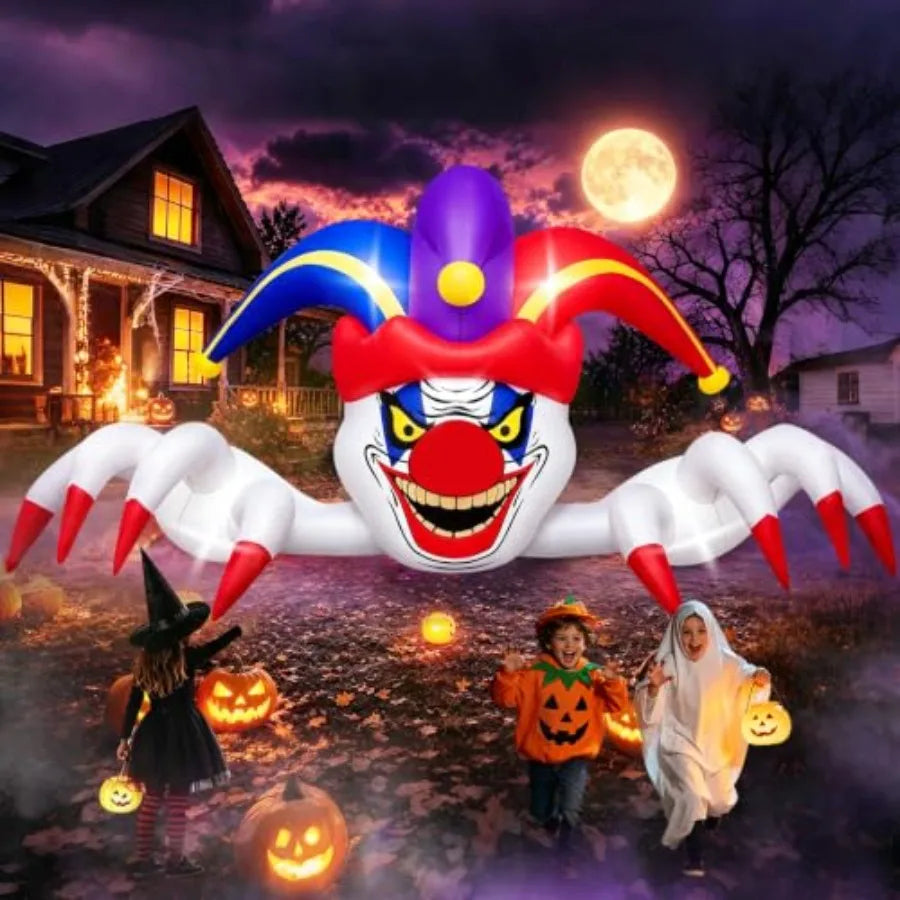 11FT Long Halloween Inflatables Clown Outdoor Decorations Scary Clown Inflatables Blow Up Yard Decorations with Build-