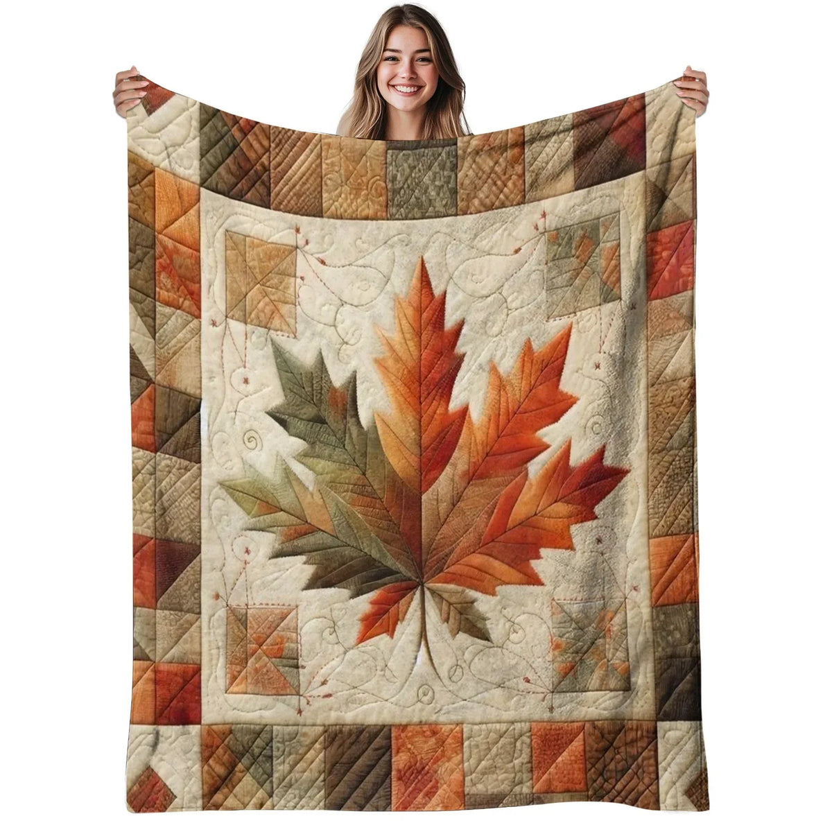 1pc, Maple Leaf, Flannel Blanket Soft, Warm, Autumn Style Printed Pattern, for Sofa, Bed, Living Room, AllSeason Use, Halloween | Christmas | Room Decor | Fall Decorations for Home, 280gsm