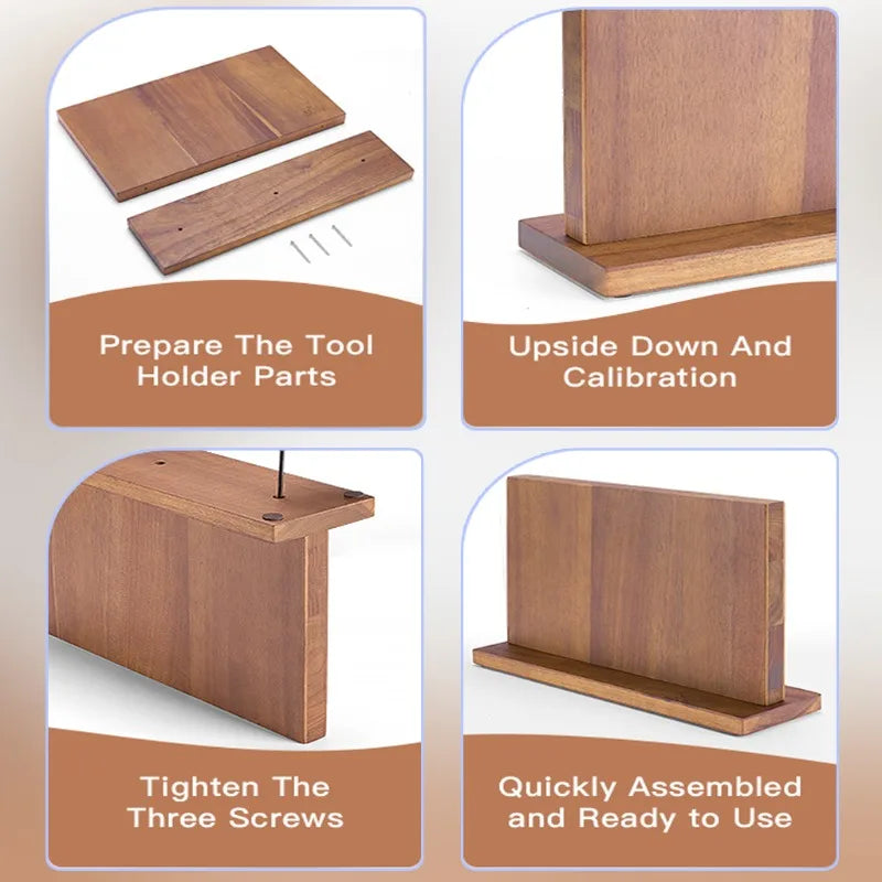 1PC Upgraded Home Kitchen Double-sided Wooden Magnetic Knife Block Kitchen-Friendly Kitchen Accessories for Kitchen Convenience Exceptional User Experience No Drilling Storage Magnetic Stands Organizer Tools