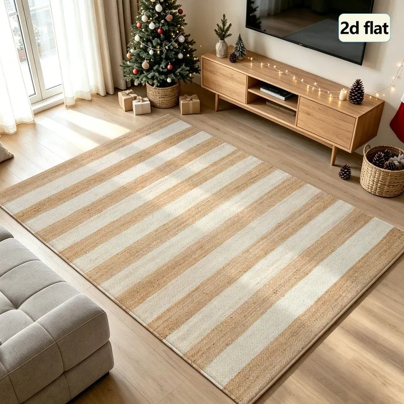 1 Piece of Striped Carpet, Soft and Comfortable, Easy to Maintain, Machine Washable, Indoor Floor Mat, Suitable for Placing under the Table, Suitable for Living Room, Bedroom, Dining Room, Entryway, Home Office, Laundry Room,