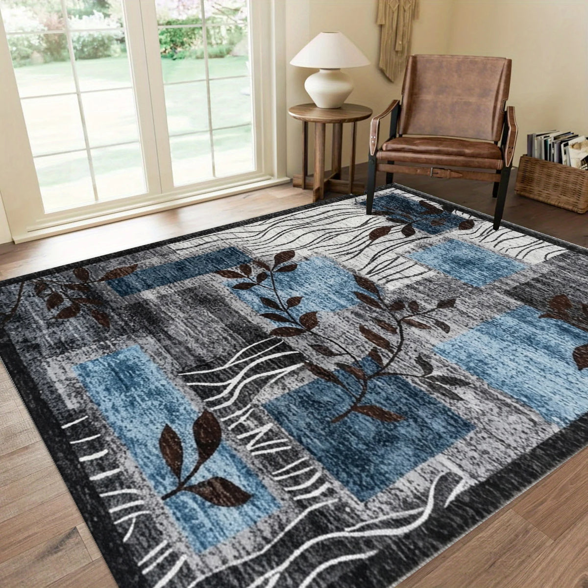 Modern Abstract Area Rug Non‑Slip Washable Floor Mat for Living Room Bedroom Home Decor