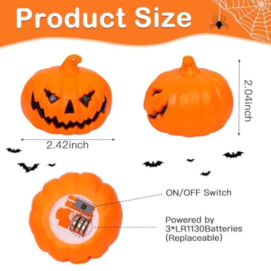 6 Pack Halloween Pumpkin Flameless Candles Battery Operated LED Tealight Candles for Home Room Decorations, Light Up Halloween