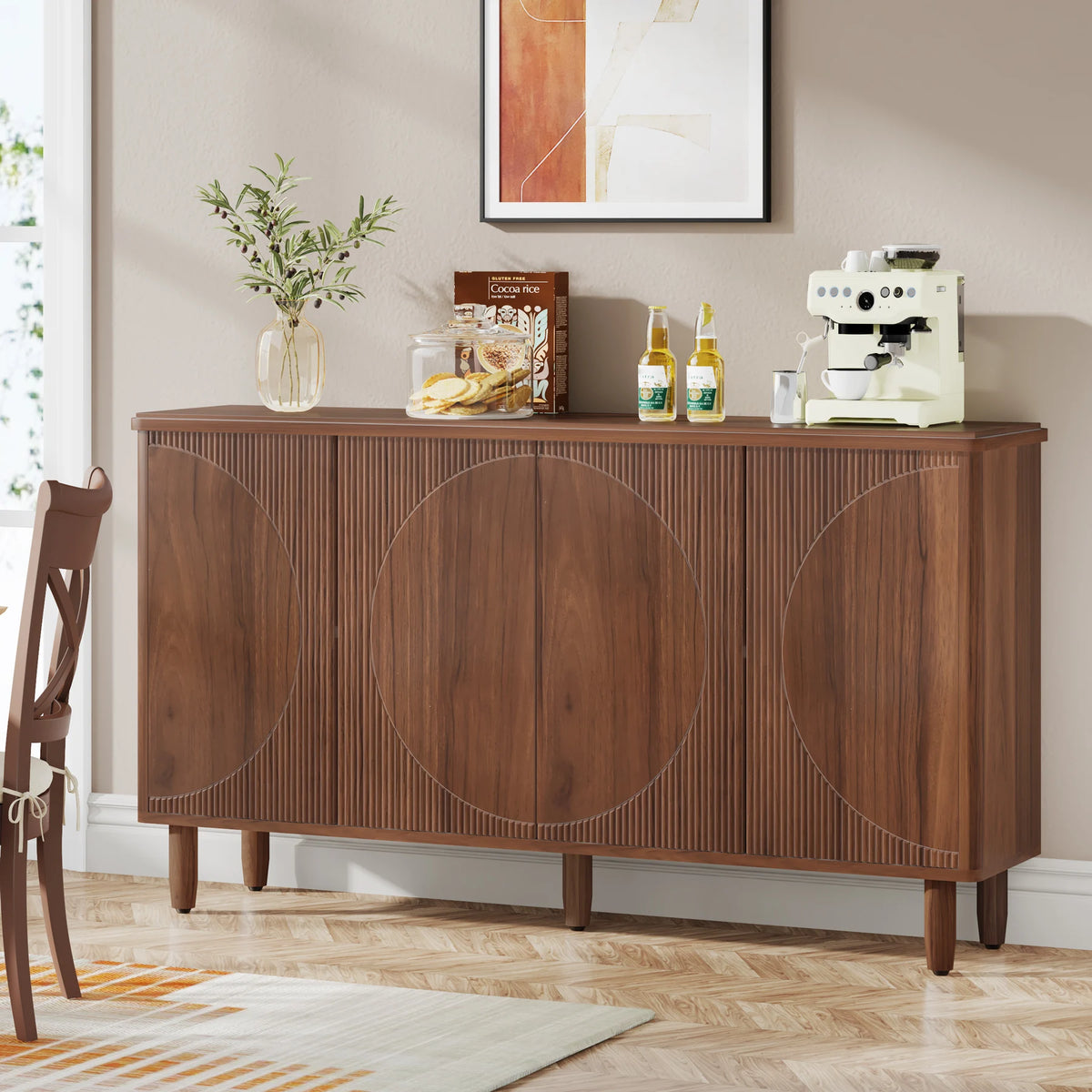 Tribesigns Buffet Cabinet Sideboard with Storage, Modern Storage Cabinet Sideboard Buffet Table with Doors for Living Room