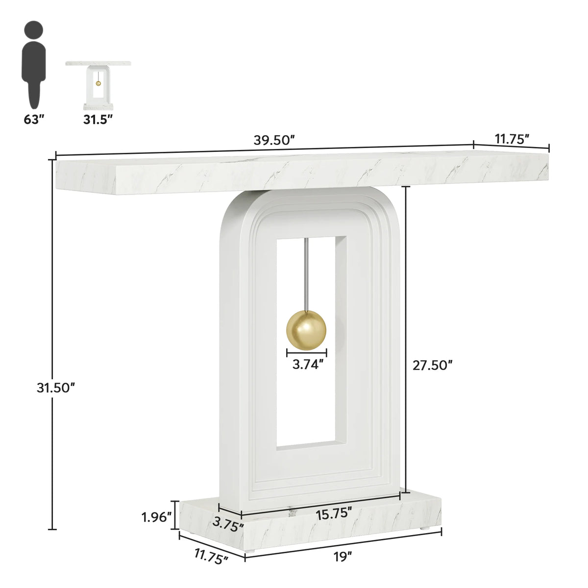 Tribesigns Modern Console Table, 40 Inches Narrow Sofa Entryway Table with Pendulum Shape Base, Contemporary Wood Accent Table