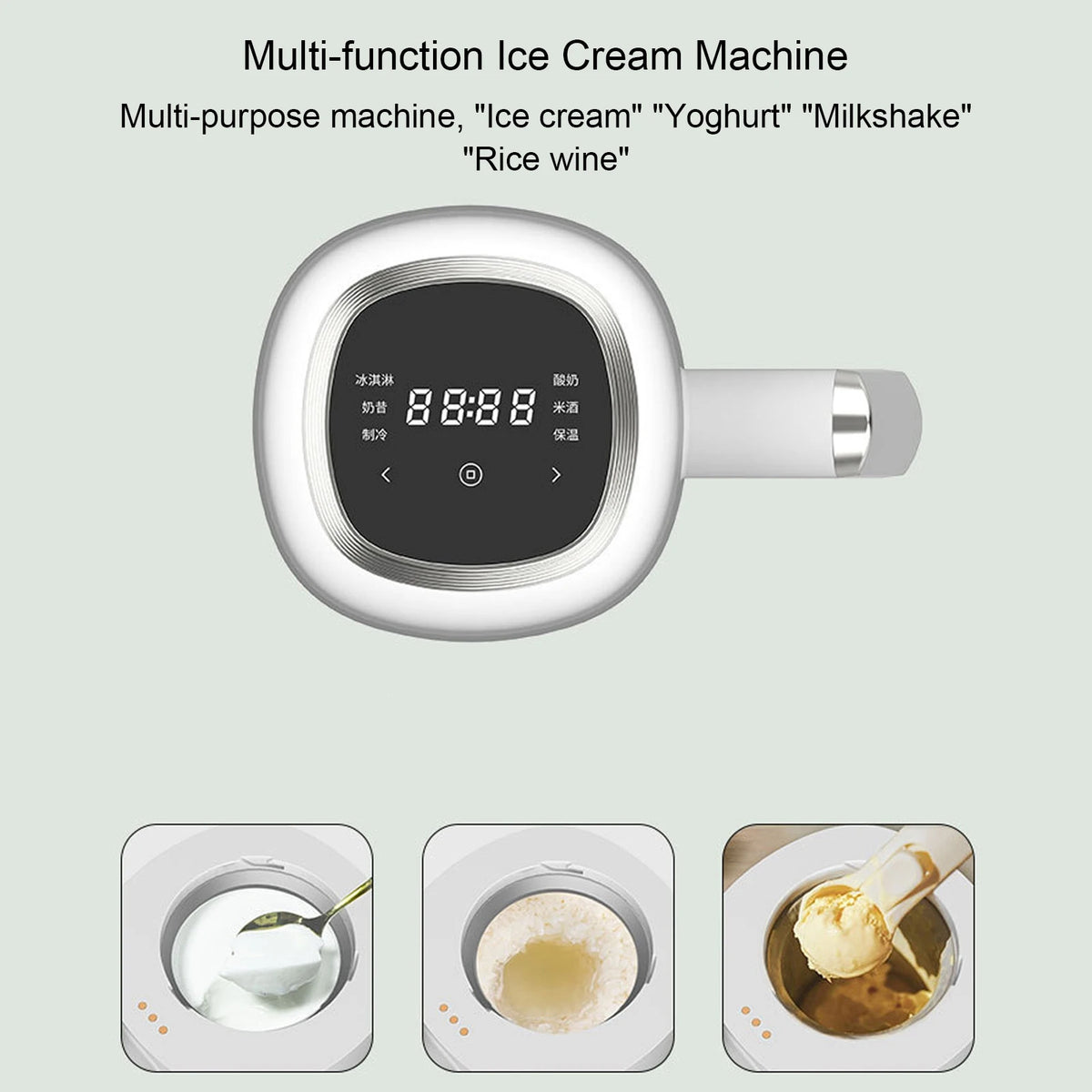 Automatic Ice Cream Maker 100-240V 300ML Ice Cream Machine ABS Aluminium Alloy Efficient Low Noise 12V Mini Yogurt Maker Machine