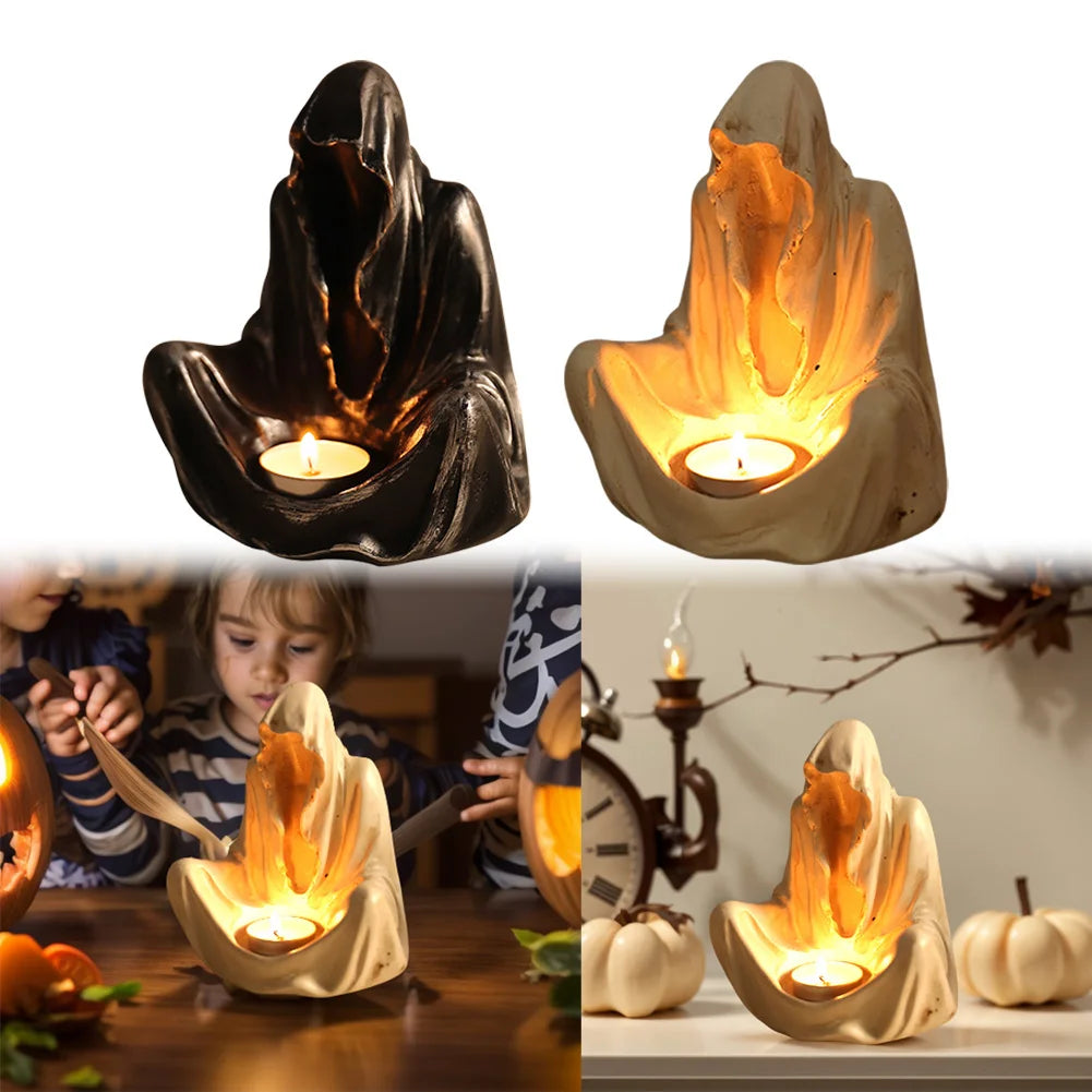 Halloween Ghost Candle Holder Gothic Style Faceless Ghost Candlestick Hell Messenger Statue Candlestick for Home Party Supplies