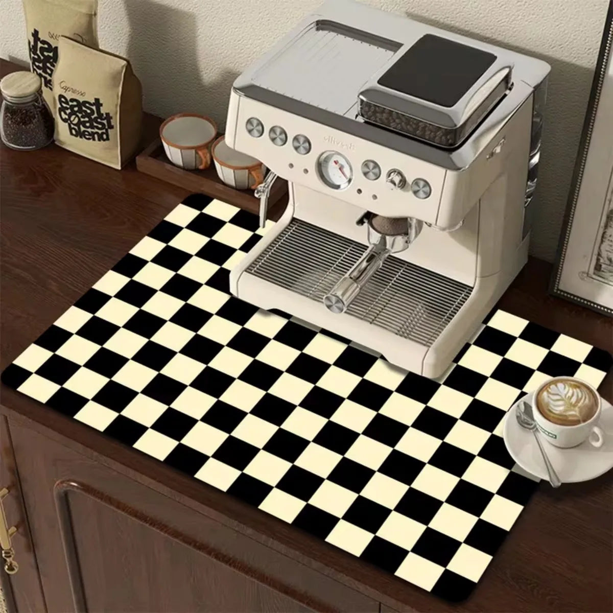 Square Kitchen Drying Mat Rubber Backing Non Slip Water Absorbent Heavy Duty Placemat for Dishes and Tableware