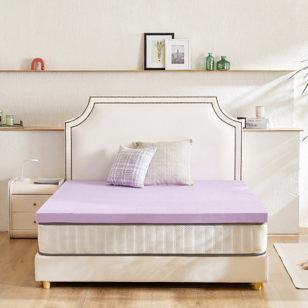 MCQ 3 Inch Memory Foam Mattress Topper Purple Full Size Gel Breathable Cooling Mattress Soft Bed Topper For Home Bedroom Furniture ﻿