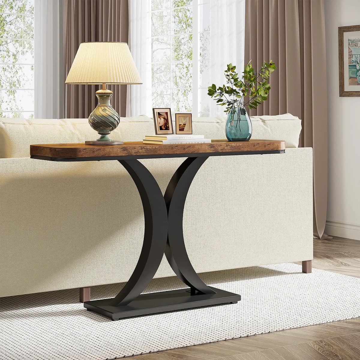 Tribesigns Industrial Console Table With Geometric Iron Base