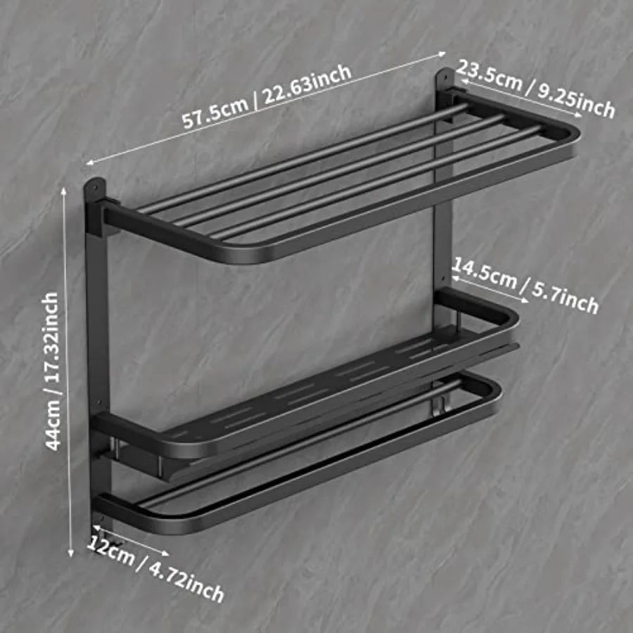 SHXI Collapsible Towel Rack With No Drill Shower Shelves