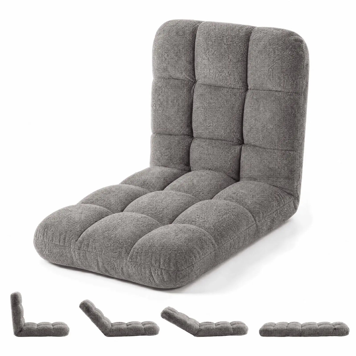 Adjustable Floor Chair With Back Support, 5-Position Foldable Gaming Lounge Chair, Padded Meditation Sofa For Indoor Living Room