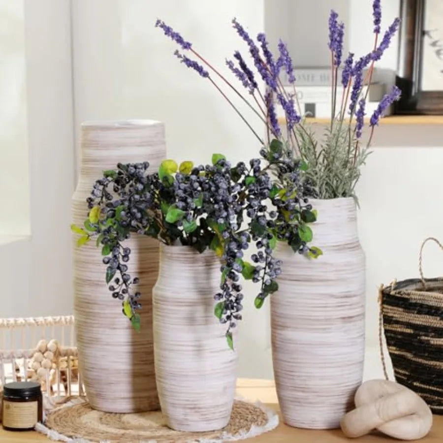 17 inch Extra Tall White Ceramic Vases for Centerpieces Farmhouse Living Room Floor Fireplace Mantel Decor Boho Pampas Grass Or